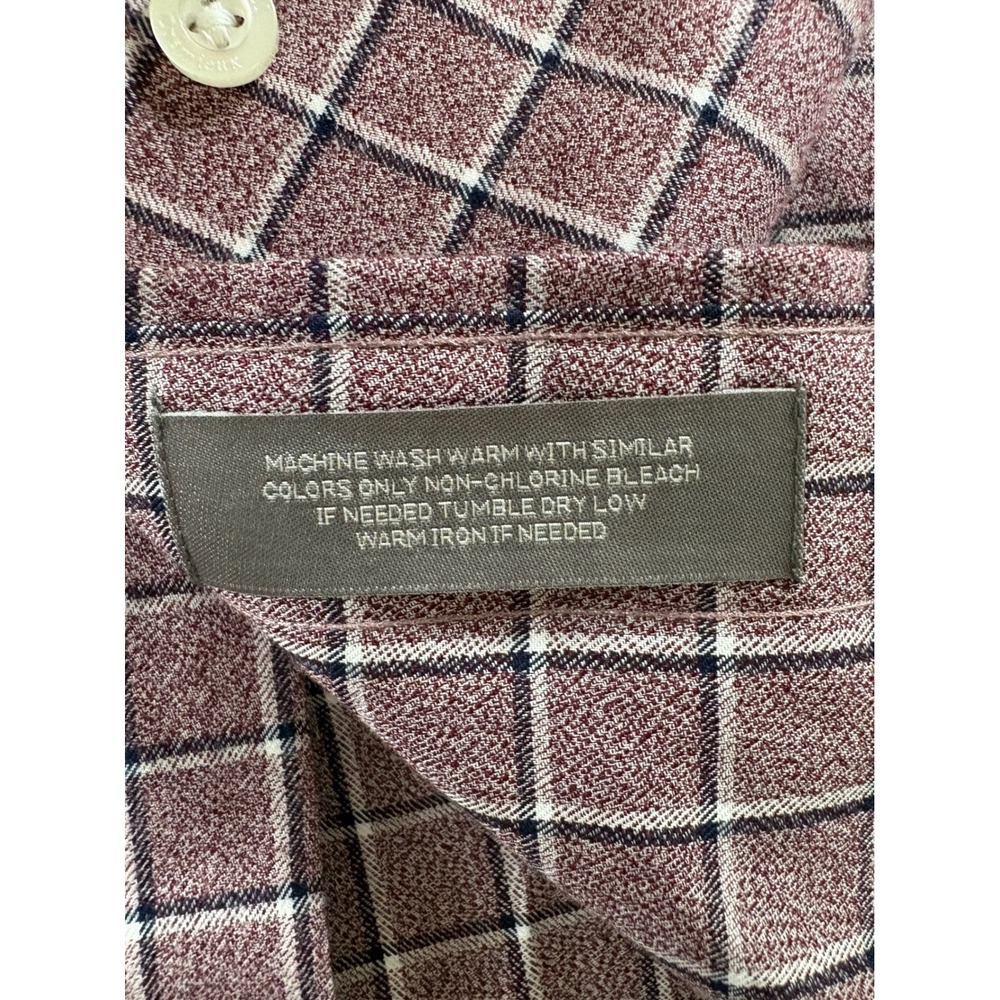 Daniel Cremieux Signature Mens XXL Burgundy Windowpane Cotton Shirt NWT - Picture 5 of 11
